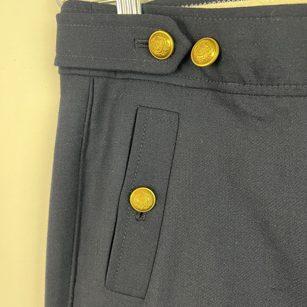 J Crew Navy Sailor Nautical Cropped Wool Blend Wide Leg Pant Gold Button Size 10 - Picture 7 of 11